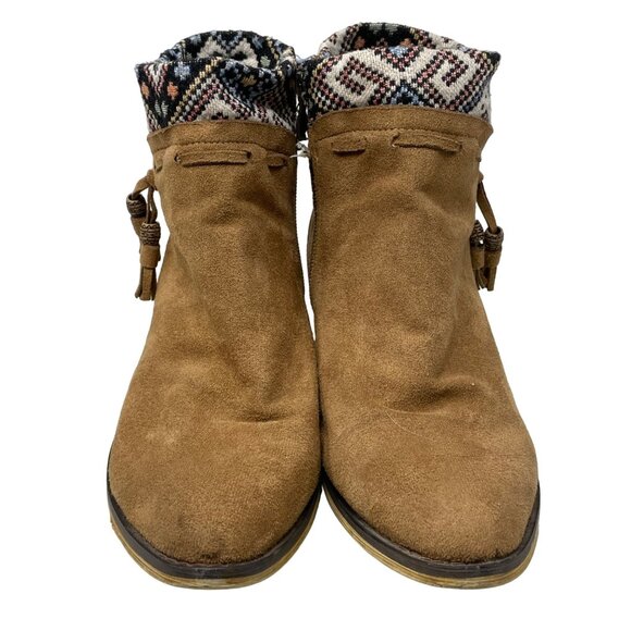 MiiM Boots Venture Ankle Suede Leather Almond Toe Boho Hippie Size 7.5 Brown - Picture 4 of 12